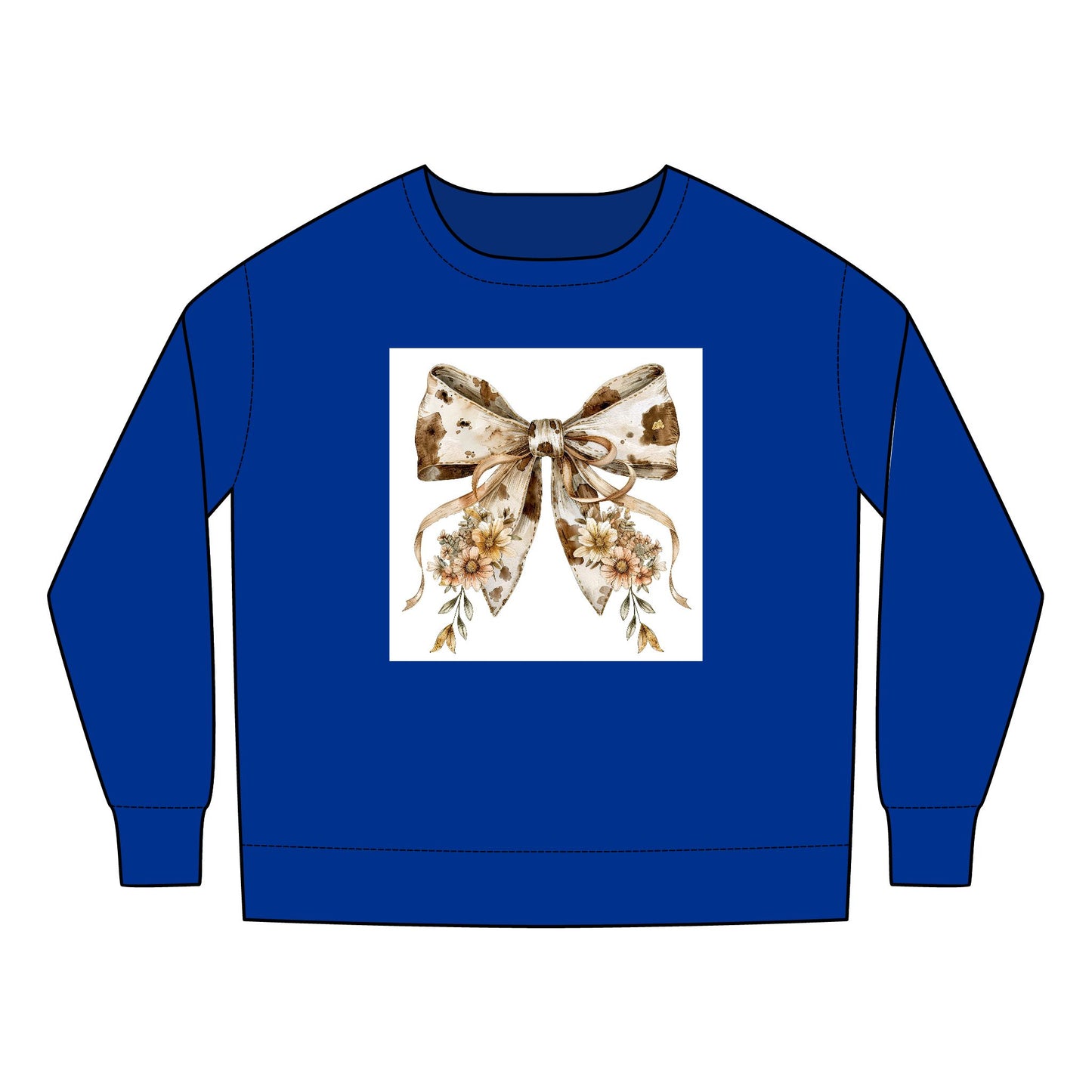 Toddler Sweatshirt - Boho Western Bow with Flowers and Cow Pattern - Cozy & Cute Kids Apparel