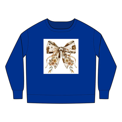 Toddler Sweatshirt - Boho Western Bow with Flowers and Cow Pattern - Cozy & Cute Kids Apparel