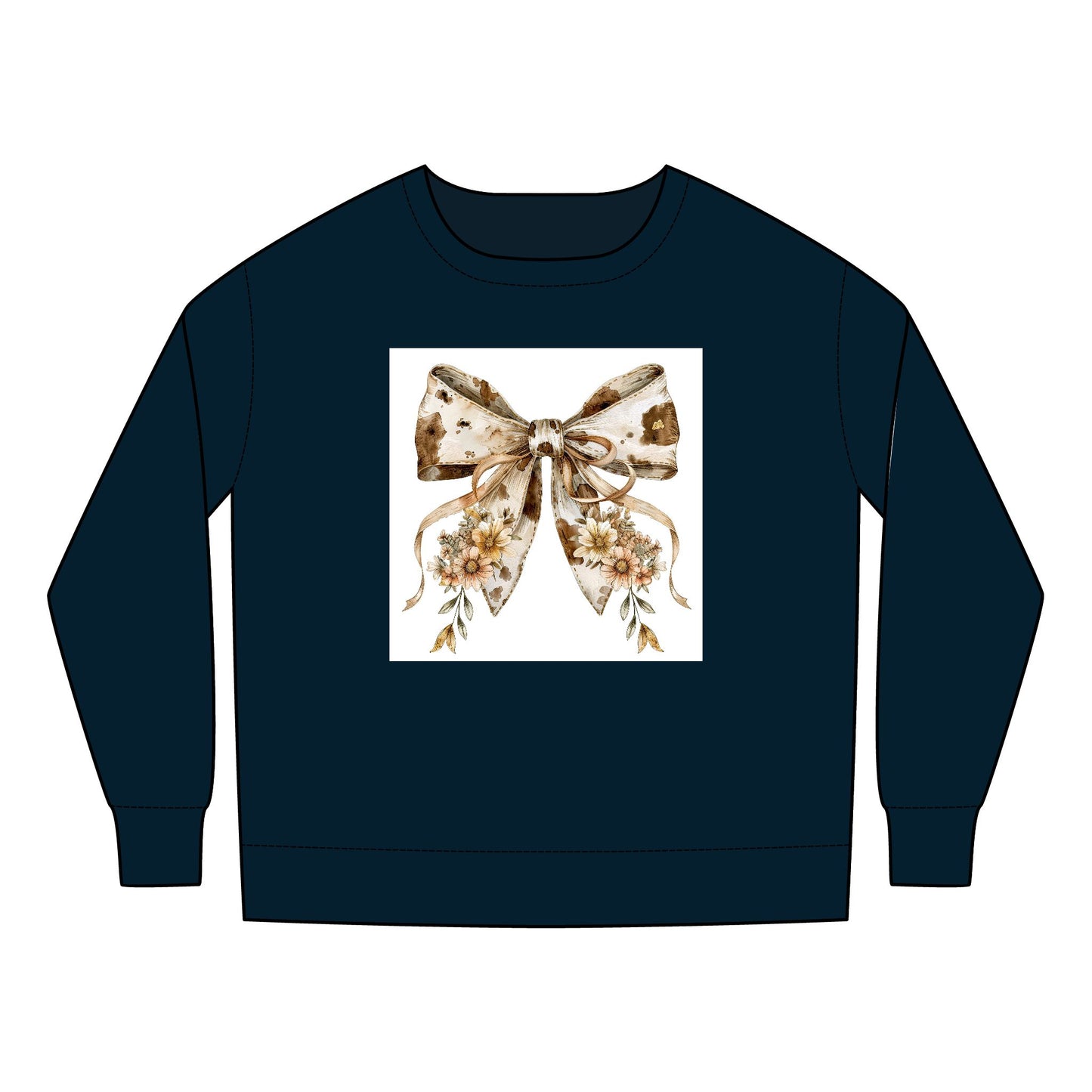 Toddler Sweatshirt - Boho Western Bow with Flowers and Cow Pattern - Cozy & Cute Kids Apparel