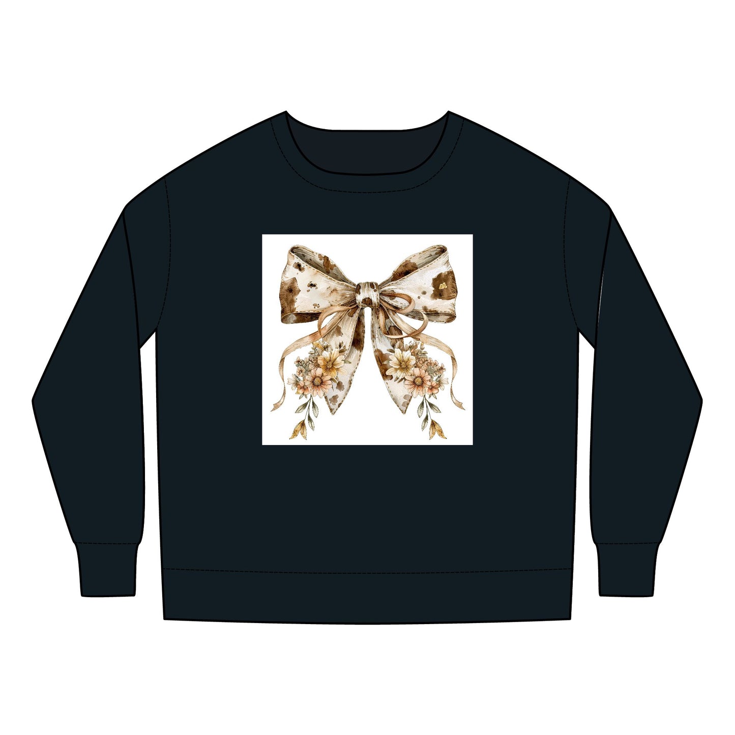 Toddler Sweatshirt - Boho Western Bow with Flowers and Cow Pattern - Cozy & Cute Kids Apparel