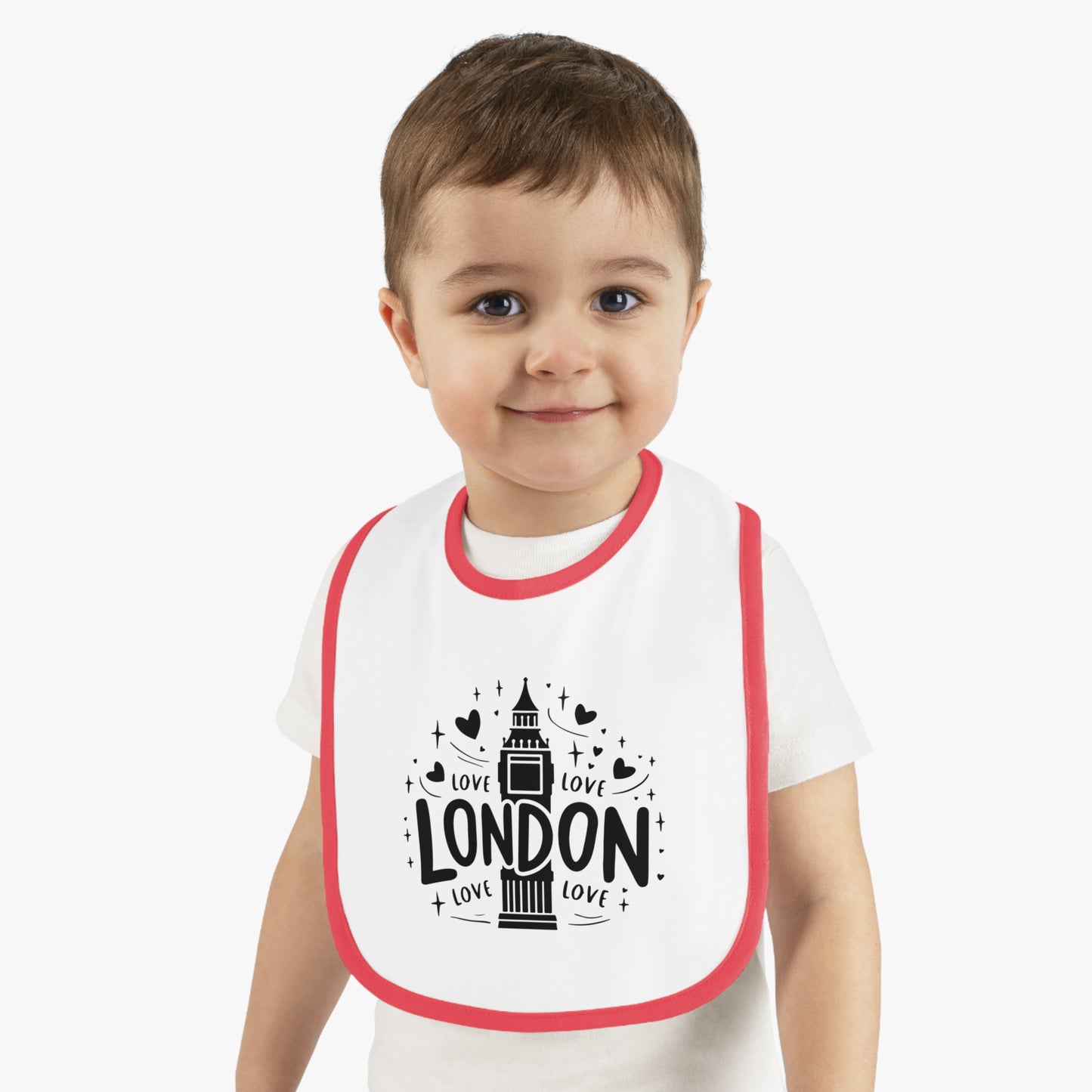 London Love Baby Bib, Cute Baby Gift, Unique Baby Shower Gift, Modern Bib for Infants, Stylish Feeding Accessory
