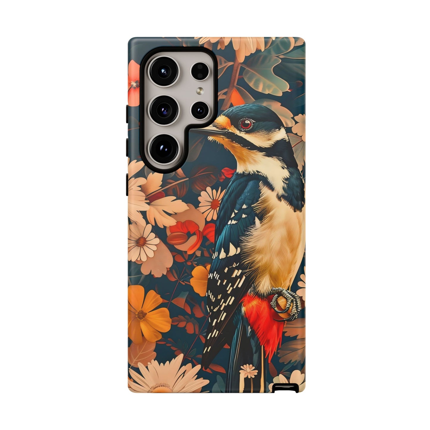 Artistic Bird Phone Case, Unique Tough Cases for Nature Lovers, Floral Design, Cute Gift, Customized Phone Accessories