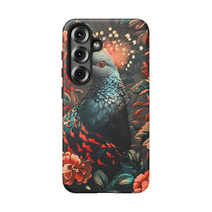 Floral Peacock Phone Case, Tough Cases, Artistic Phone Cover, Unique Gift, Nature Lover Accessory, Protective Case