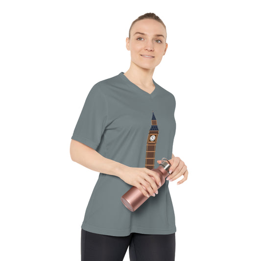 Women's Performance V-Neck T-Shirt - Iconic Big Ben Illustration Wall Decor