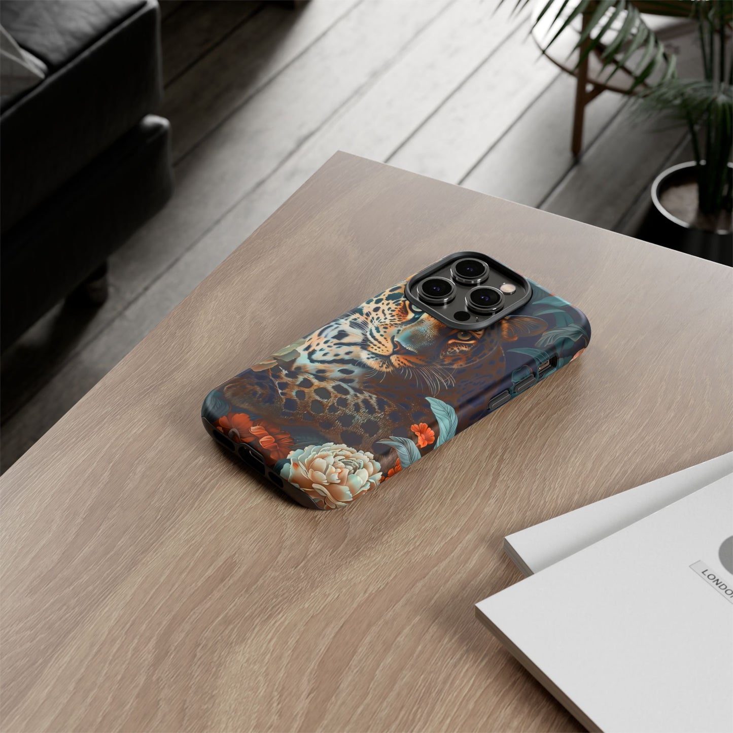 Wildlife Phone Case with Leopard Design | Tough Cases, Animal Prints, Floral Phone Cover, Gift for Nature Lovers, Unique Phone Accessories