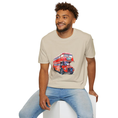 London Transport English Bus - Iconic Red Double-Decker Rich Unisex Softstyle T-Shirt
