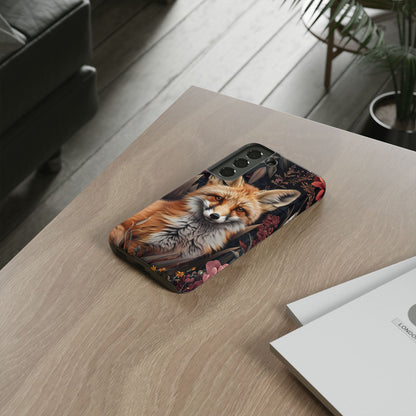 Fox Floral Phone Case, Tough Cases for Animal Lovers, Nature Themed Gift, Cute Phone Cover, Wild Fox Protector
