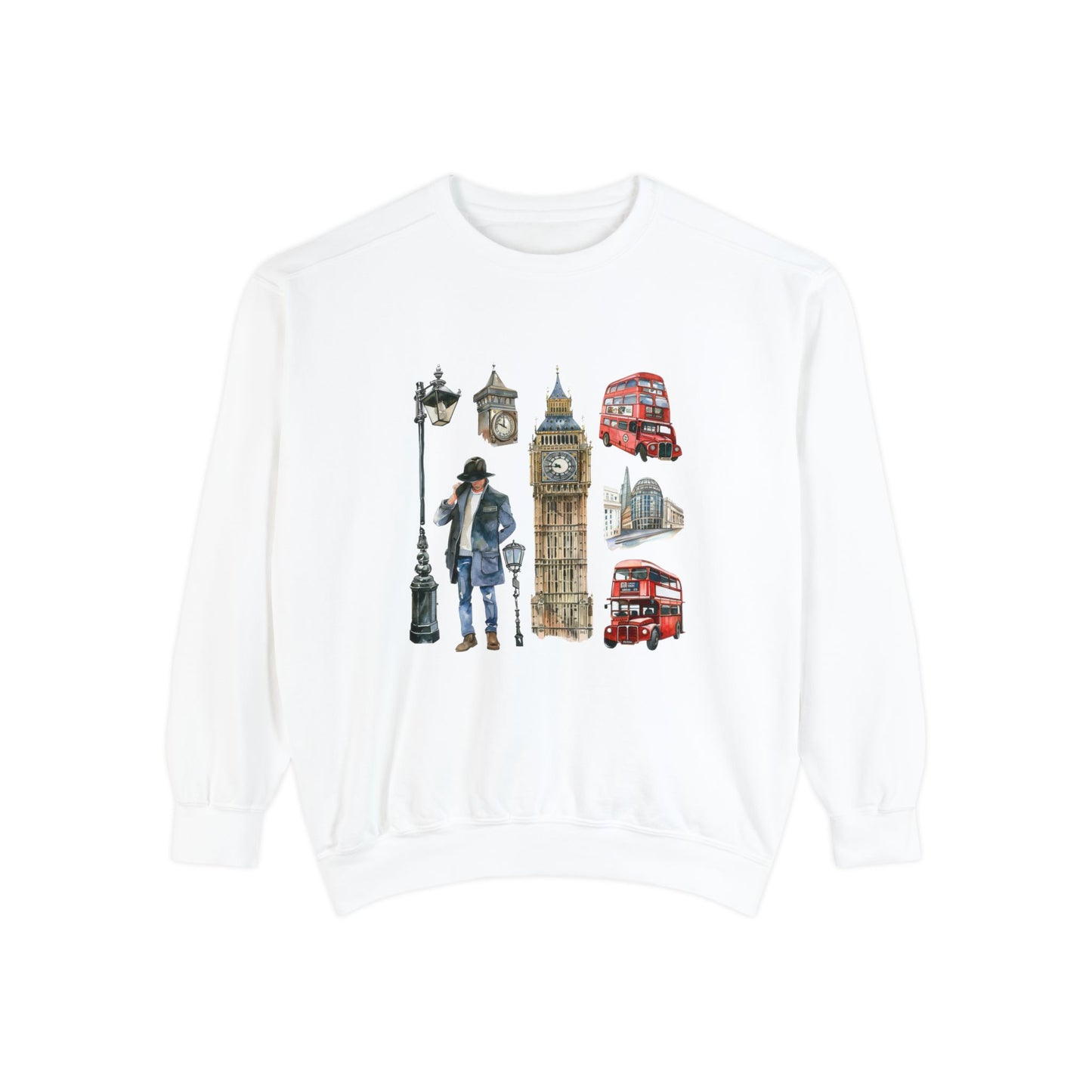 Unisex Garment-Dyed Sweatshirt - Vintage England Icons