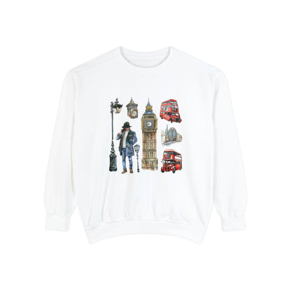 Unisex Garment-Dyed Sweatshirt - Vintage England Icons