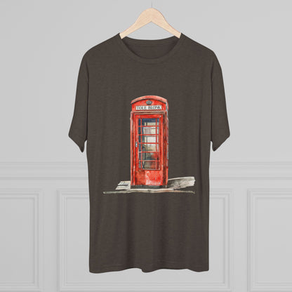 Iconic British Public Telephone - Classic Red Phone Box Unisex Tri-Blend Crew Tee