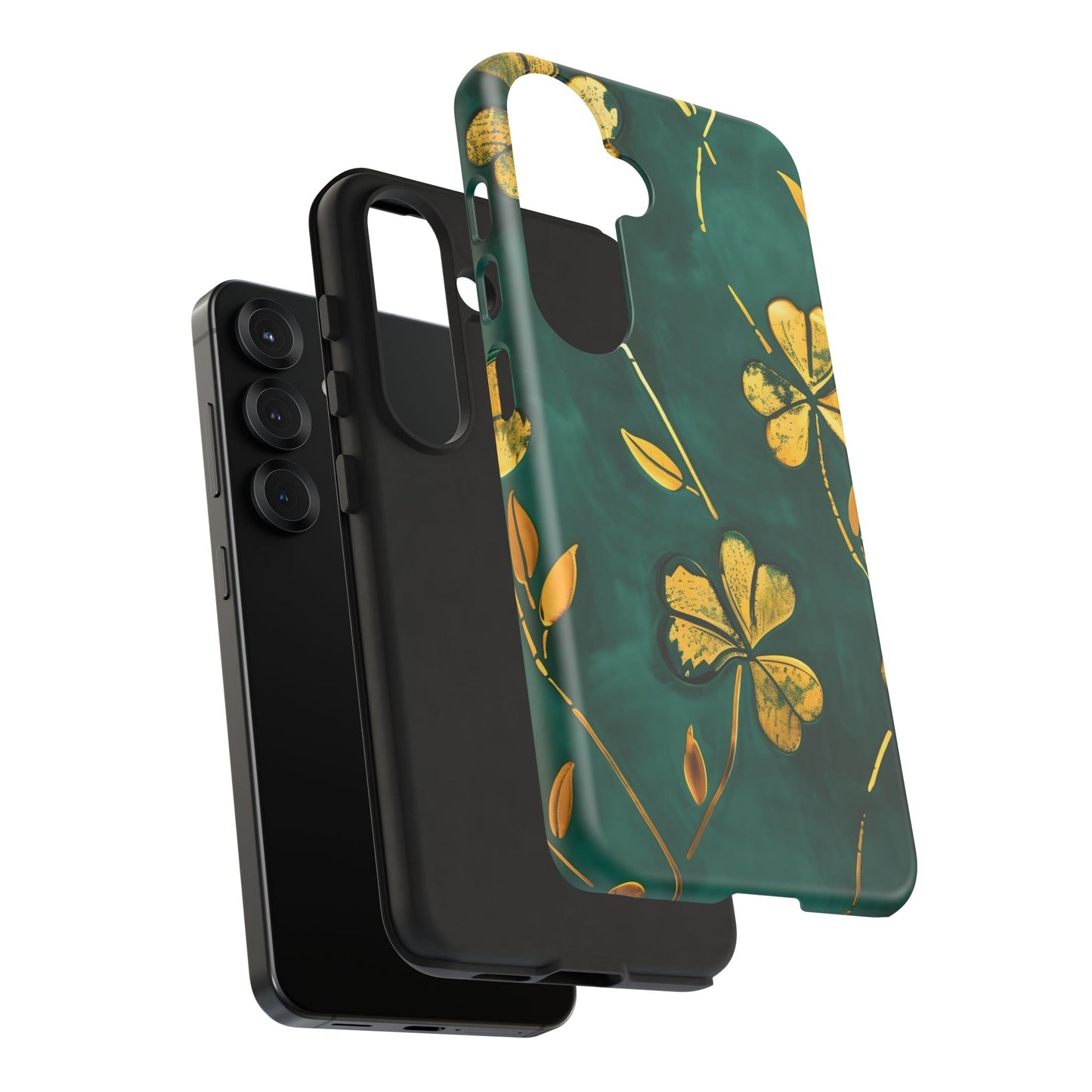 Floral Phone Case with Gold Accents, Tough Phone Cover, Stylish Phone Protector, Unique Gift for Her, Nature Lover Accessory