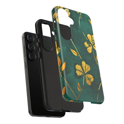 Floral Phone Case with Gold Accents, Tough Phone Cover, Stylish Phone Protector, Unique Gift for Her, Nature Lover Accessory