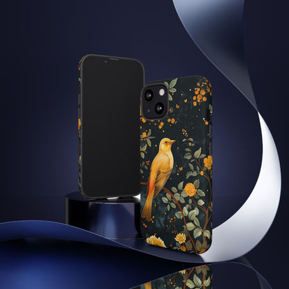 Floral Phone Case, Tough Cases with Bird Design, Nature Lover Gift, Stylish Protection, Birthday Present, Floral Phone Cover