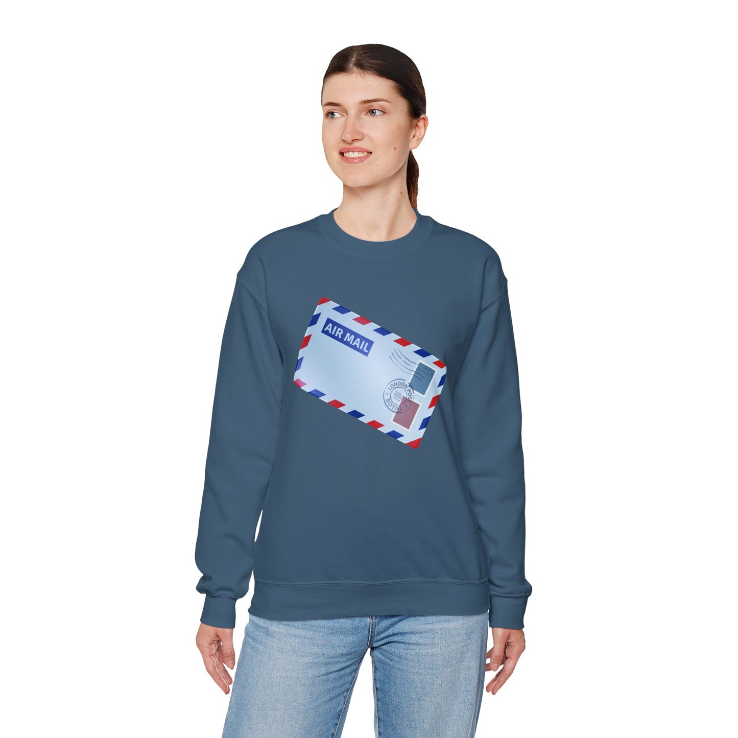 Unisex Heavy Blend™ Crewneck Sweatshirt - Vintage British Air Mail - Classic Postal Design