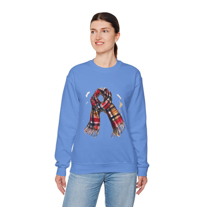 Unisex Heavy Blend™ Crewneck Sweatshirt - Plaid British Scarf - Timeless Style and Classic Elegance