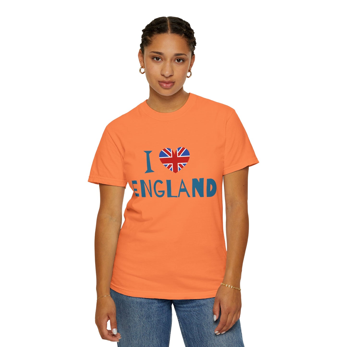 Unisex Garment-Dyed T-shirt - I Love England - Union Jack Heart