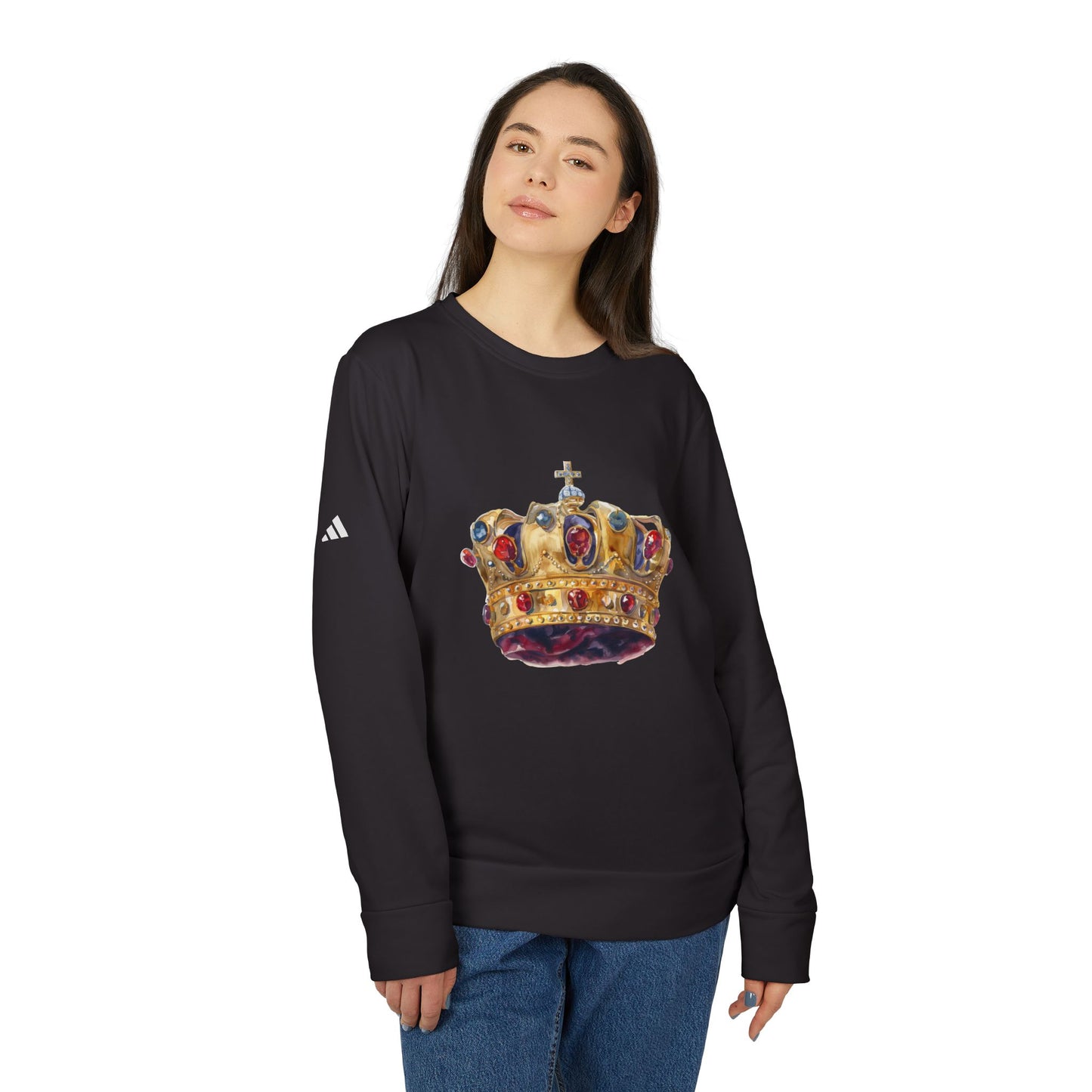 Unisex Fleece Crewneck Sweatshirt - British Royal Crown Design - Iconic Symbol of Monarchy