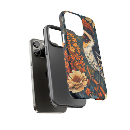 Tough Cases: Floral Bird Phone Case, Vintage Style Cover, Nature Lover Gift, Botanical Design, Spring Inspire Fashion