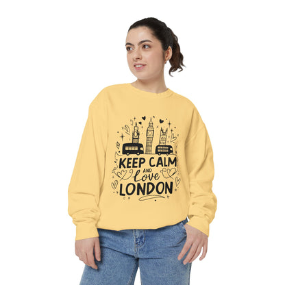 Unisex Garment-Dyed Sweatshirt - Keep Calm and love London
