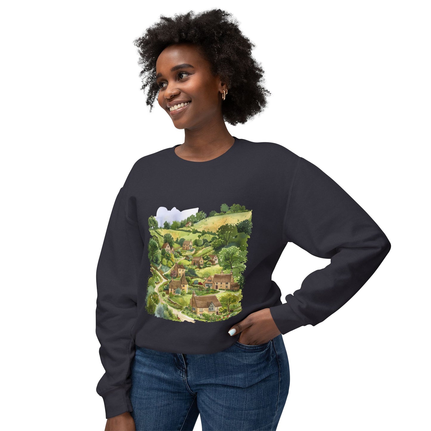 Unisex Lightweight Crewneck Sweatshirt - British Nature - Scenic Landscapes and Natural Beauty