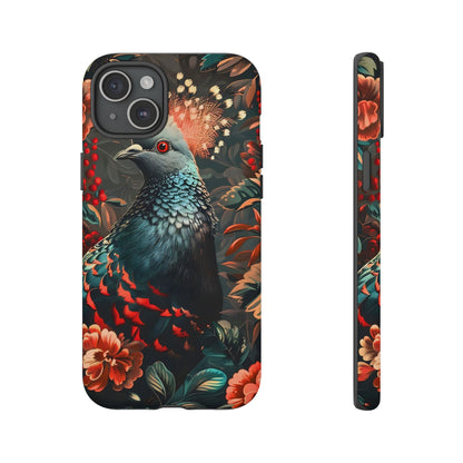 Floral Peacock Phone Case, Tough Cases, Artistic Phone Cover, Unique Gift, Nature Lover Accessory, Protective Case