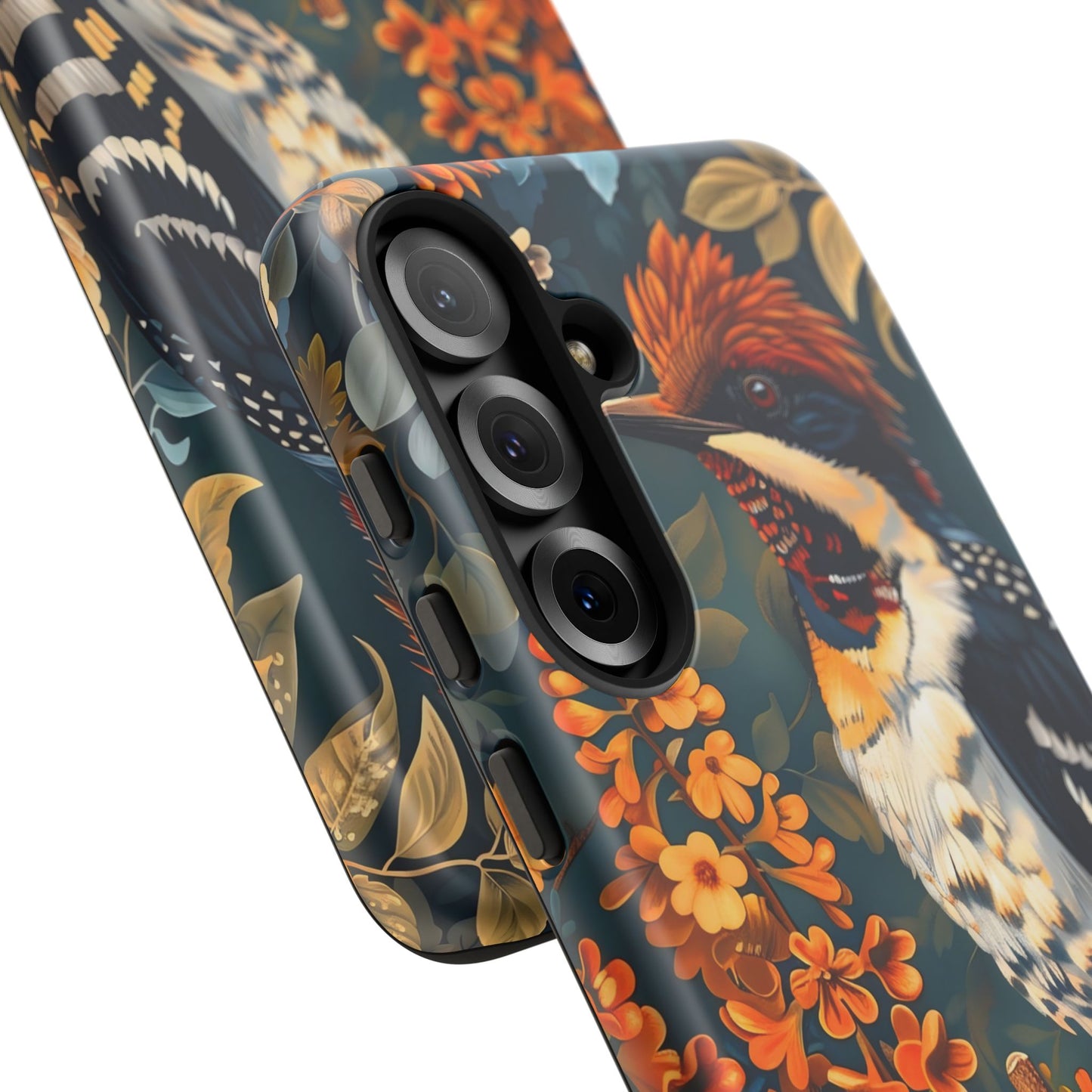 Tough Cases: Floral Bird Phone Case, Vintage Style Cover, Nature Lover Gift, Botanical Design, Spring Inspire Fashion