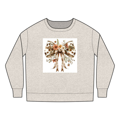 Toddler Sweatshirt - Farmhouse Floral Bow with Cow Print Design - Cozy & Stylish Kids Apparel
