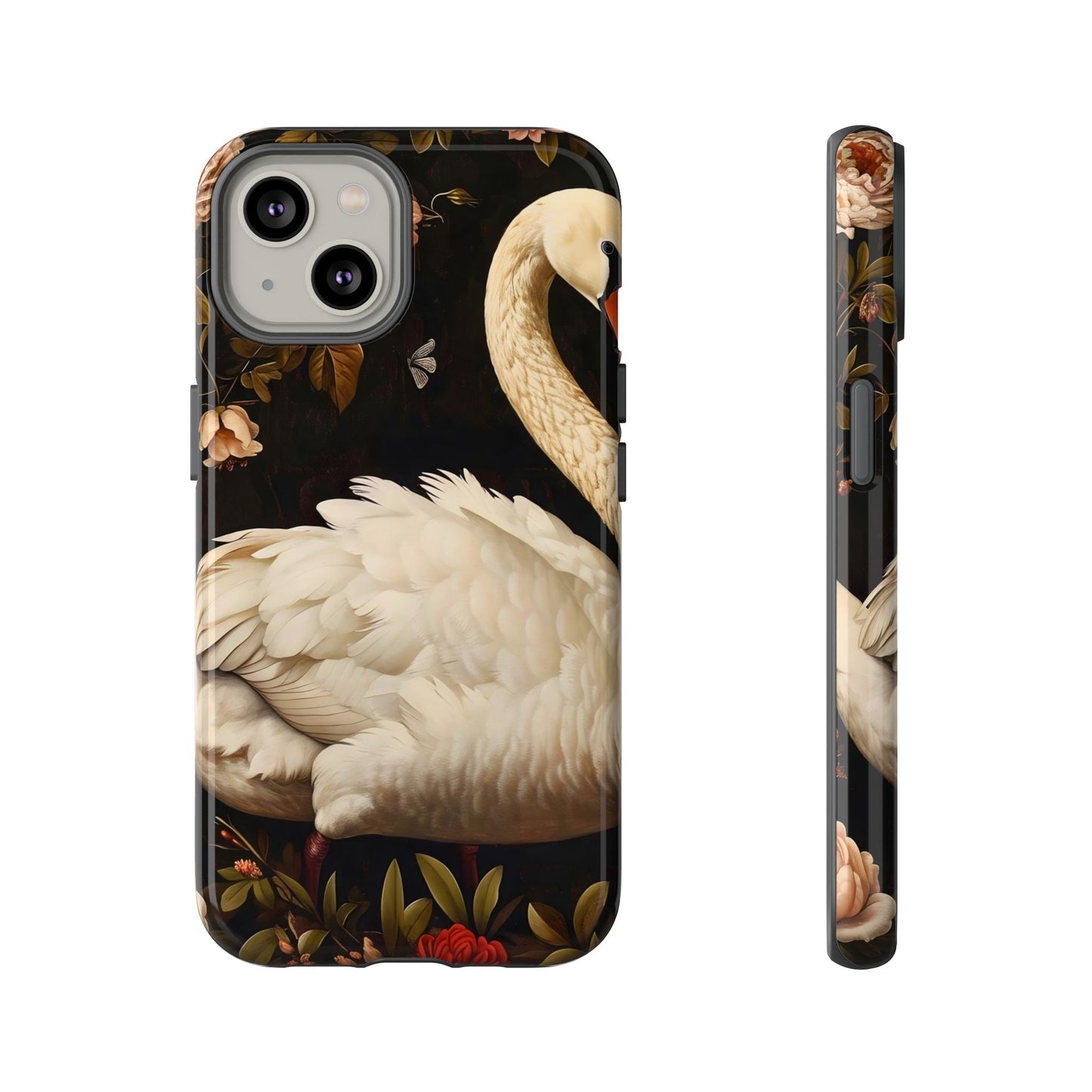 Elegant Swan Phone Case, Floral iPhone Cover, Tough Phone Case, Gift for Her, Nature Lover, Mother's Day, Birthday