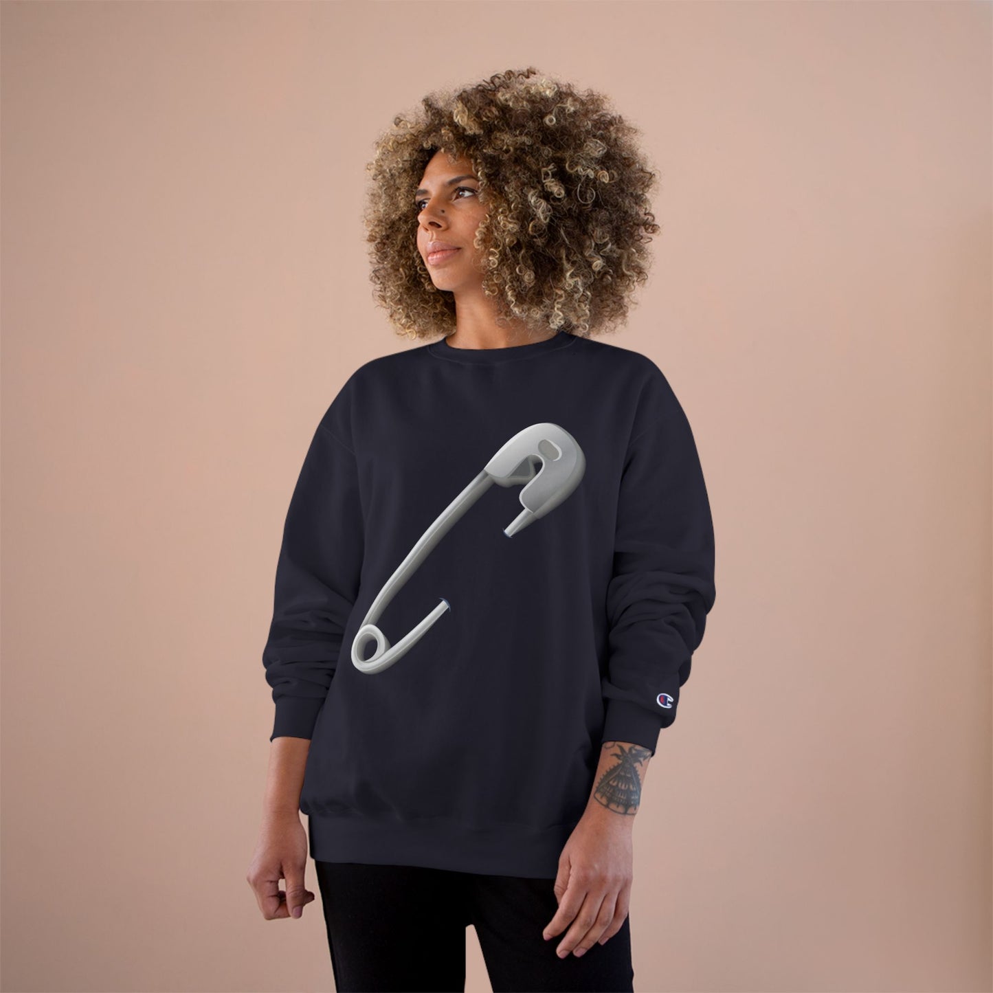 Champion Sweatshirt - Minimalist Safety Pin Design