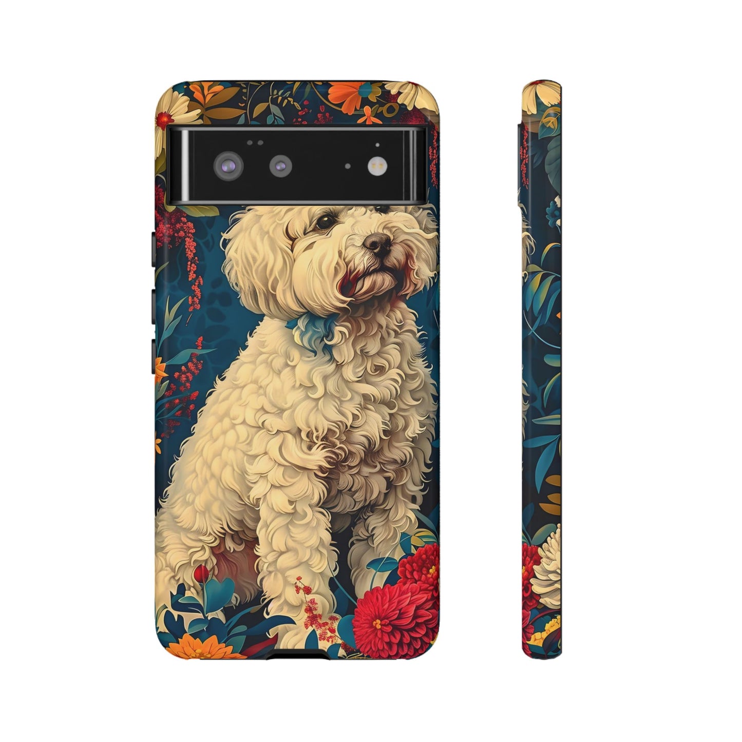 Cute Dog Phone Case, Pet Lover Gift, Floral Design Tough Case, Custom Dog Art, Birthday Gift for Dog Owners, Unique Phone Accessories