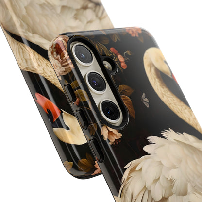 Elegant Swan Phone Case, Floral iPhone Cover, Tough Phone Case, Gift for Her, Nature Lover, Mother's Day, Birthday