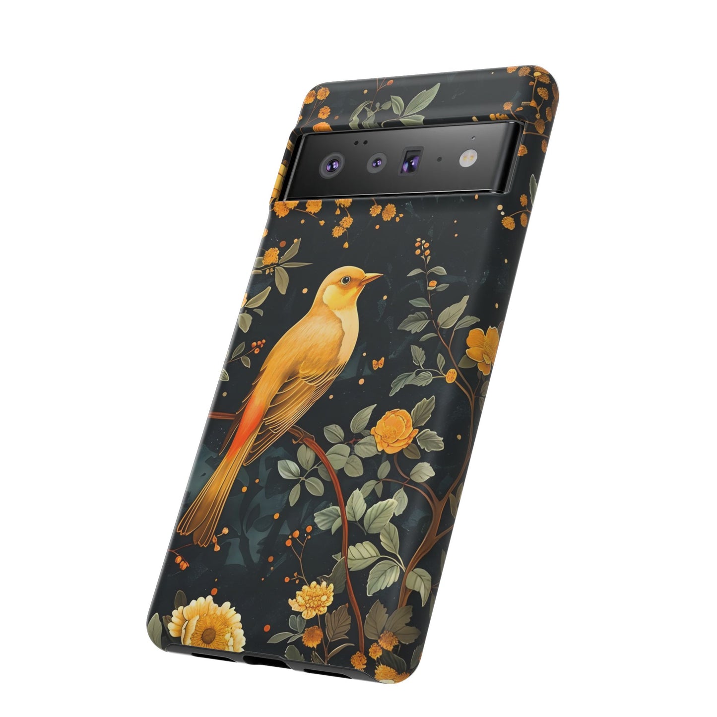Floral Phone Case, Tough Cases with Bird Design, Nature Lover Gift, Stylish Protection, Birthday Present, Floral Phone Cover