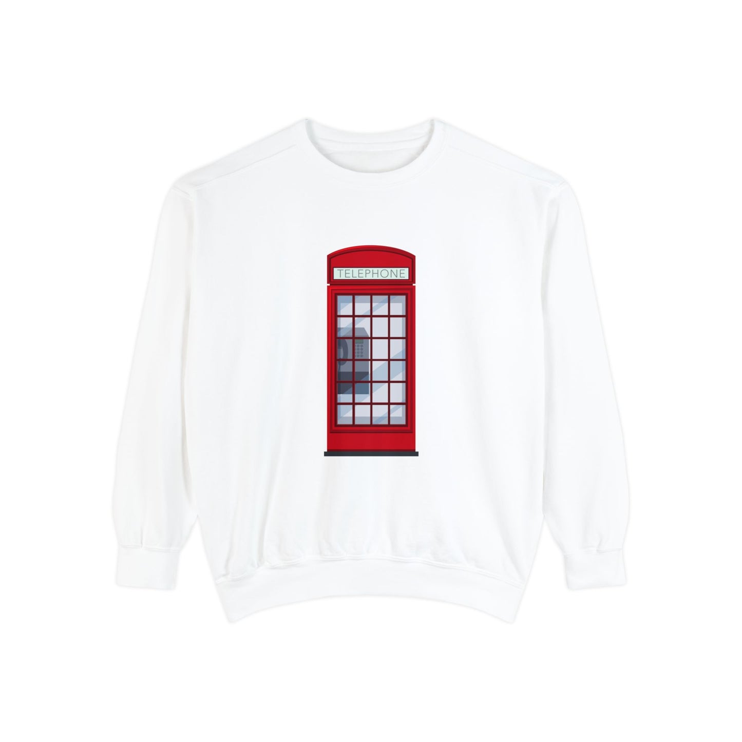 Unisex Garment-Dyed Sweatshirt Lightweight - Iconic British Public Telephone