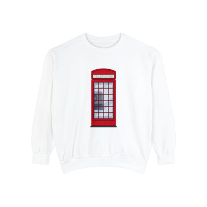 Unisex Garment-Dyed Sweatshirt Lightweight - Iconic British Public Telephone