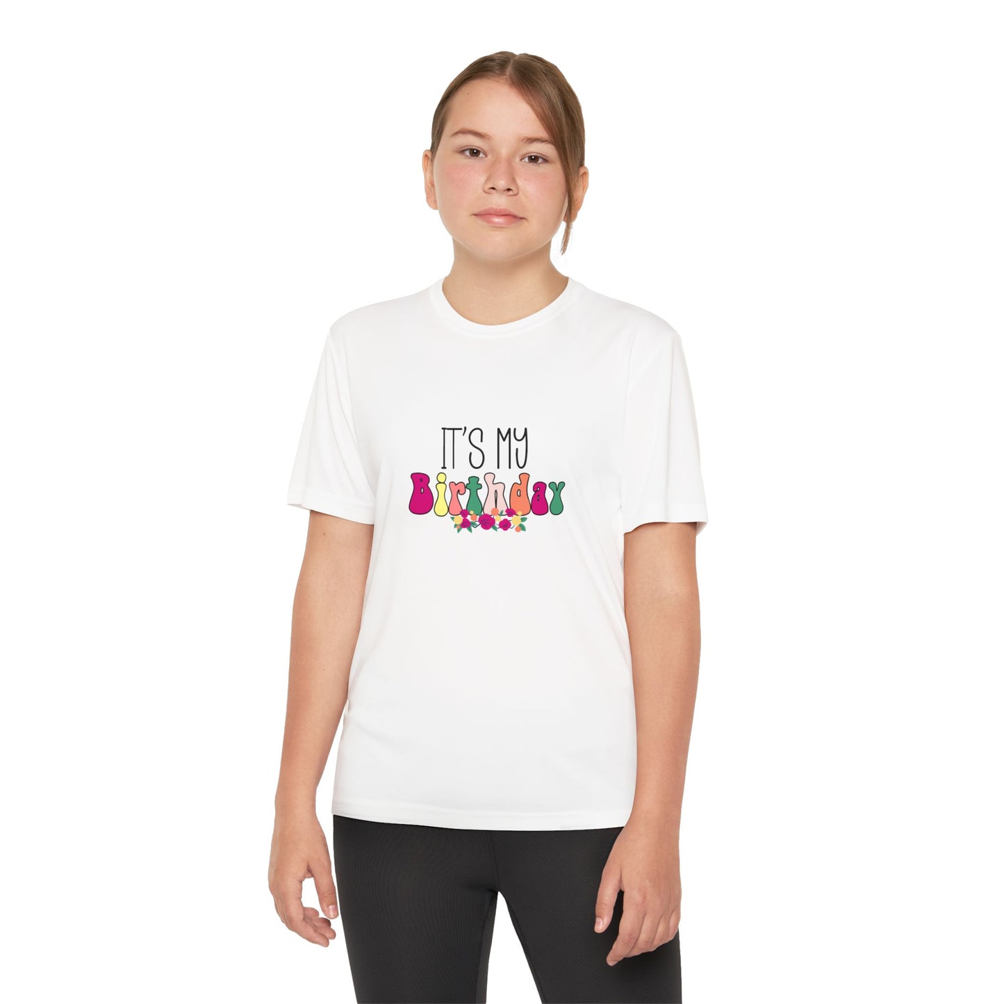 Kids Birthday Tee - Girly Birthday Girl with Leopard Rainbow Clipart