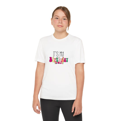 Kids Birthday Tee - Girly Birthday Girl with Leopard Rainbow Clipart