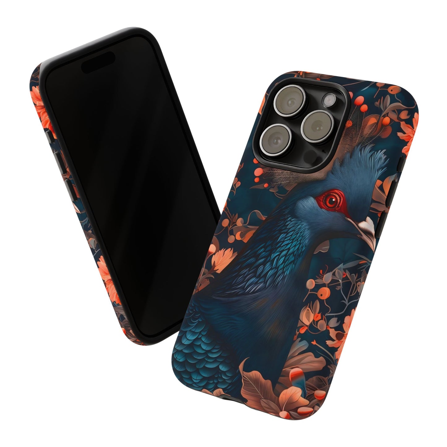 Vibrant Phone Case with Floral Peacock Design - Tough Cases, Artistic Phone Cover, Unique Gift for Nature Lovers, Stand Out Tech Accessory