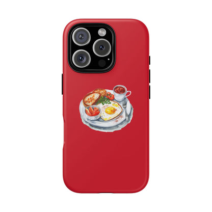 Breakfast-Inspired Phone Case, Tough Phone Covers, Foodie Gifts, Unique Accessories, Cute Kitchen Decor, Red Phone Case