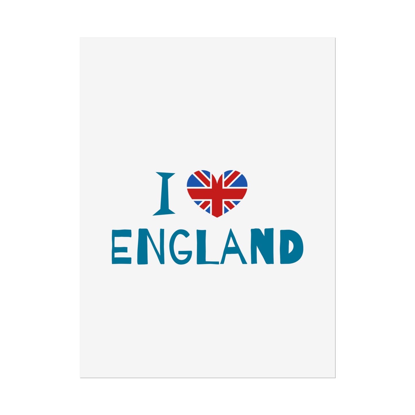 I Love England Rolled Poster - UK Travel Decor, Gift for Britains, Wall Art for Home, London Souvenir, Love England