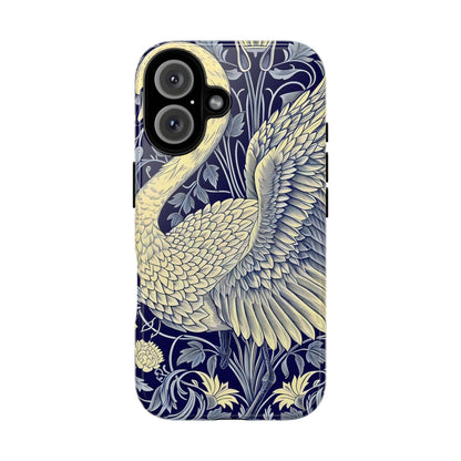 Elegant Swan Phone Case, Floral Design, Tough Cases for Gift, Stylish Protection, Unique Phone Accessory, Modern Floral Art
