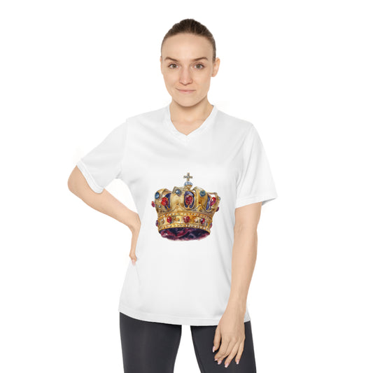Women's Performance V-Neck T-Shirt - Royal Crown - British Royal Crown Design - Iconic Symbol of Monarchy
