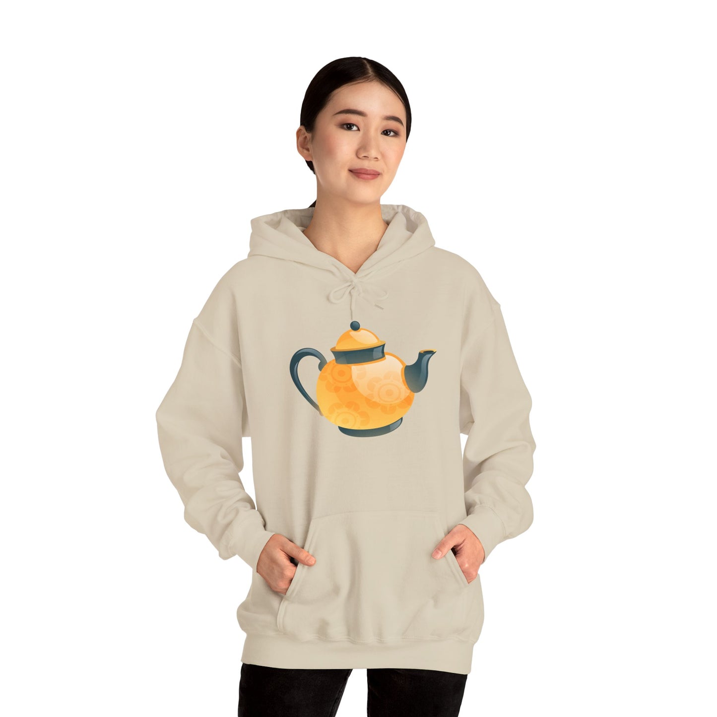 Unisex Heavy Blend™ Hooded Sweatshirt - Classic British Tea Kettle - Timeless Elegance in Tea Time