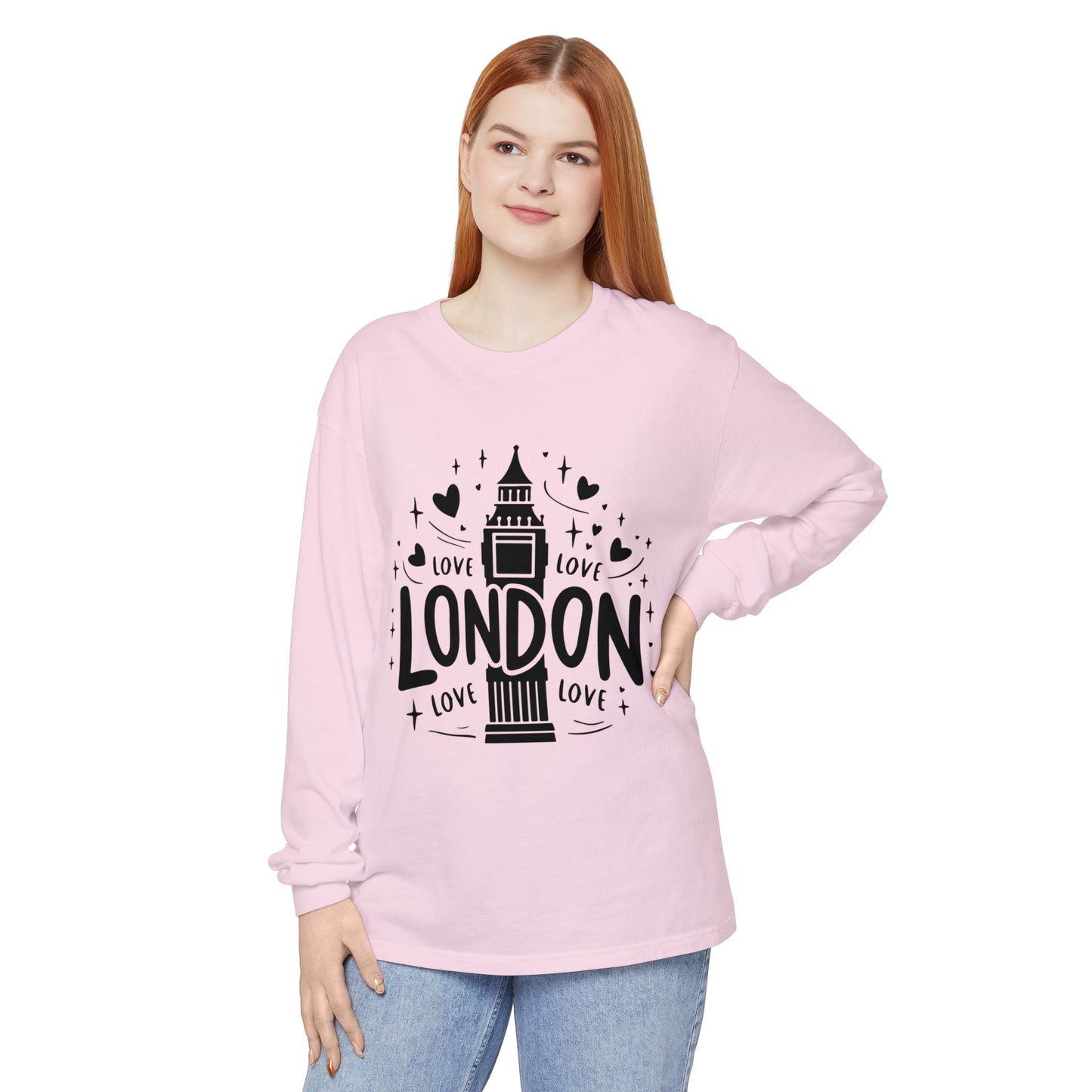 Unisex Garment-dyed Long Sleeve T-Shirt - Lovely London