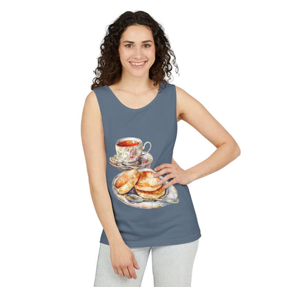Unisex Garment-Dyed Tank Top - Artistic Food-Themed Painting for Home Decor