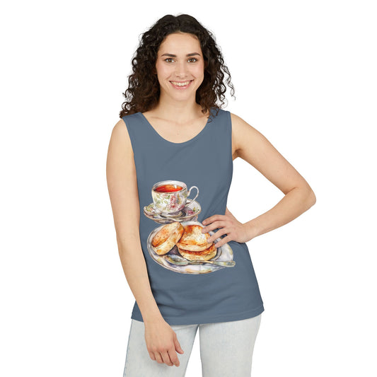Unisex Garment-Dyed Tank Top - Artistic Food-Themed Painting for Home Decor