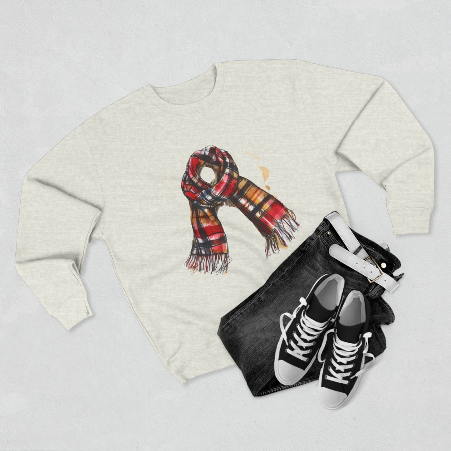 Unisex Crewneck Sweatshirt - Classic British Plaid Scarf