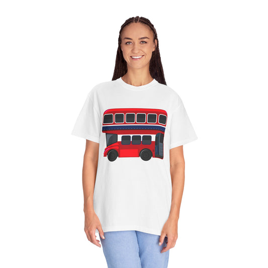 Unisex Garment-Dyed T-shirt - All Aboard! The Classic London Double-Decker