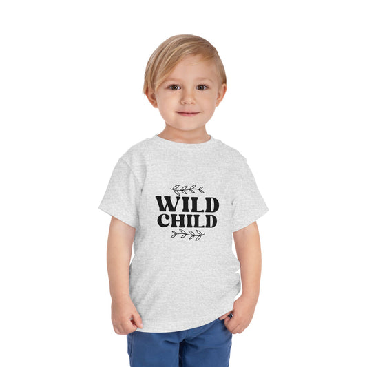Toddler Tee - Wild Child Boho Retro Typography Design - Fun & Playful Short Sleeve Shirt