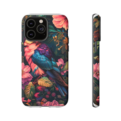 Tough Cases: Vibrant Tropical Bird Phone Case, Floral Smartphone Cover, Nature Lover Gift, Boho Phone Accessory, Cute Bird Case