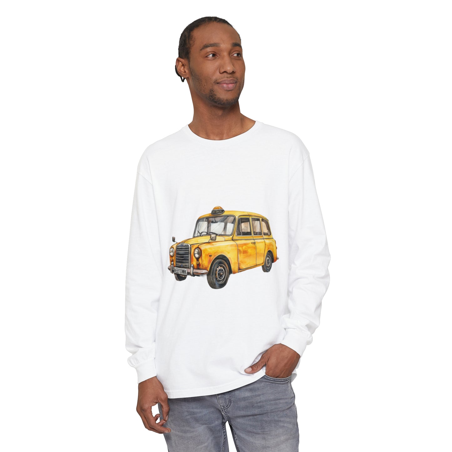 Unisex Garment-dyed Long Sleeve T-Shirt - British Vintage Car